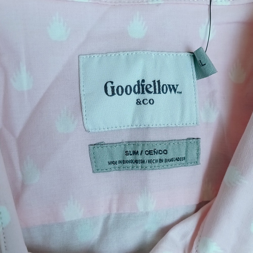 Goodfellow & Co Button Down Shirt Mens XL Pink Excellent Slim Short Sleeve Print - Picture 3 of 7